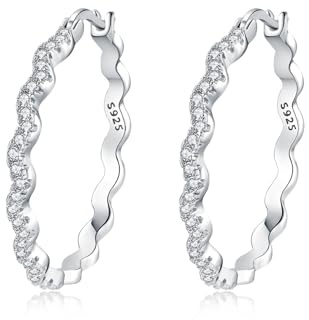 CYMYSS Zirkonia 925 Sterling Silber Ohrringe Damen Creolen Silber Creolen Damen Earrings For Women Geschenke für Frauen, Mütter und ihre Lieben