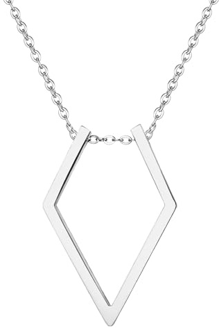JewelryWe Berg Ringhalter Halskette Damen Edelstahl Offen Rhombus Berg Anhänger Magie Ringhalter Kette Hochzeit Verlobung Jahrestag Schmuck Geschenk für Frau Krankenschwester Ärzte