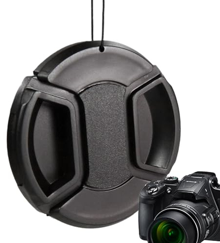 Generisch Objektivkappe für Kameras - Black Snap -on -Kamera -Kappe mit innerem Mount | ABS -Schutzkappe für DSLR -Objektive | Abdecken Sie mit Halter gegen Staub, Kratzer und Dirt