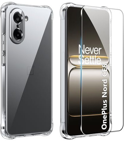 FDHYFGDY Coque pour OnePlus Nord CE5+1x Film de Protection, Anti-jaunissement, Antichoc et Résistant aux Rayures, CEtui Ultra-Mince en TPU Souple pour OnePlus Nord CE5 Coque