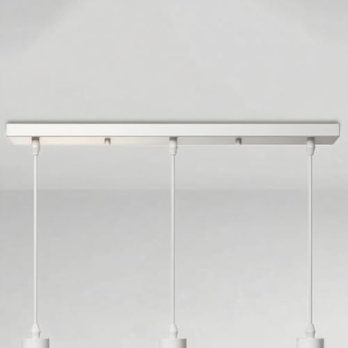 Baldachin Lampe, Baldachin für Lampe Rechteckig, Deckenbaldachin Lang,Kabelabdeckung Deckenrosette Metall Lampenabdeckung Decke Lampenschirm Deckendose (Weiß, 100cm*3-Löcher)