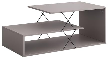 Vicco Couchtisch Nario, Cashmere, 100 x 50 cm | mit zusätzlicher Ablagefläche zur Aufbewahrung von Zeitschriften