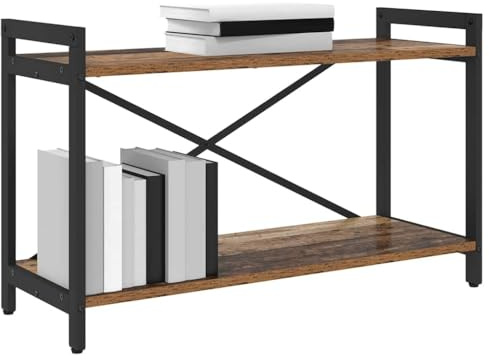 vidaXL Bookcase Old wood 80 x 30 x 48.5 cm Engineered wood, Adjustable Feet, Multi-Tiered Stand, Industrial Bookshelf, Storage Shelf Unit, Living Room Organizer, Functional Display Rack