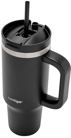 Contigo Streeterville Tumbler Thermobecher | Griff & Strohhalm | 29h kalt | 880 ml Fassungsvermögen, THERMALOCK Isolierung, bis 29h kalt, mit Strohhalm und Henkel, geschlossen auslaufsicher