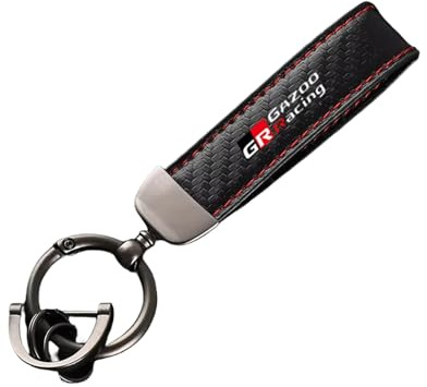 GVFKMNX Auto Schlüsselanhänger,Für Toyota GR GAZOO Racing Toyota Yaris Hilux Corolla Prius Auto Geschenke Schlüsselring Zubehör, Leder Schlüsselanhänger, Autoschlüsselbund Ersatz,Red