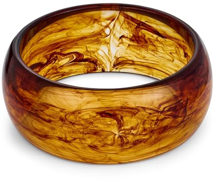 TOVABA Harz Armreif Damen – Breiter Harz Bangle In Bernstein-Braun, Farbecht & Leicht, Runder Retro Armreifen Für Alltag & Feste, Stapelbar