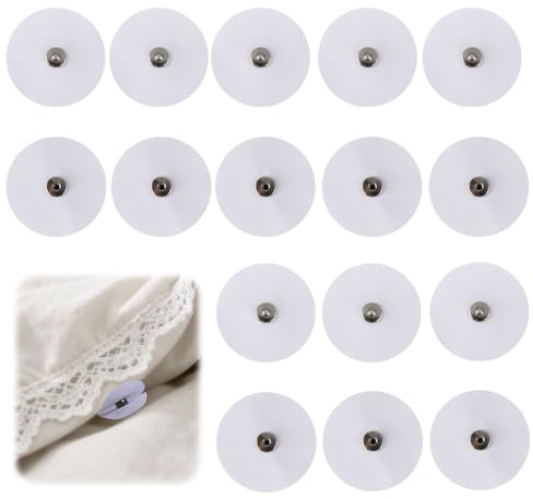 iwui 16PCS Attaches de Couette Antidérapantes, Supports de Couette avec Boutons Pression, Pinces de Fixation Réutilisables Attache Couette pour couettes de Toutes épaisseurs (Blanc)
