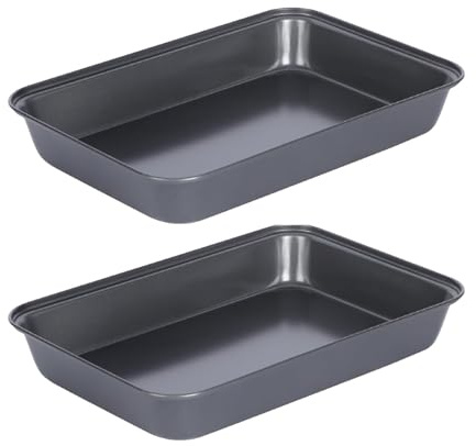 Xelmorant 2 Pcs Non-Stick Baking Trays, Oven Trays, Durable Carbon Steel Bakeware with Non-Stick Coating for Easy Release, Oven Tray for Roasting and Baking in The Oven (32x22x5cm)