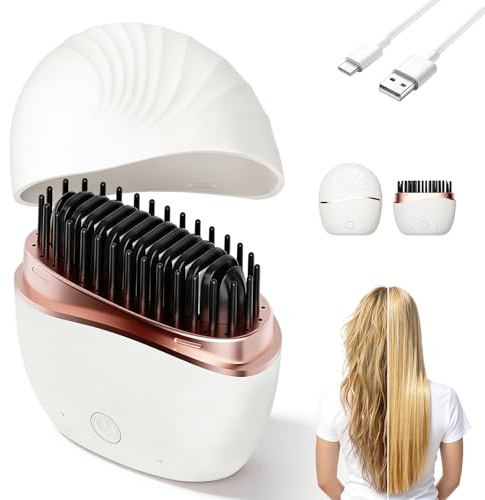 Mini Hair Straightener Rechargeable Straighteners Travel Hair Straightener | Cordless Hair Straighteners Portable Hair Straighteners 2 Heat Settings Hot Comb USB Heated Styling Brush Mini Straighteners