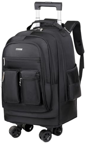 FANDARE Rolling Backpack for Men Men's Wheeled Business Backpack with Silent Wheels Convertible Laptop Carry-On Luggage Mobile Office Case Trolley Handle Daypacks for Business Travel Commute Black