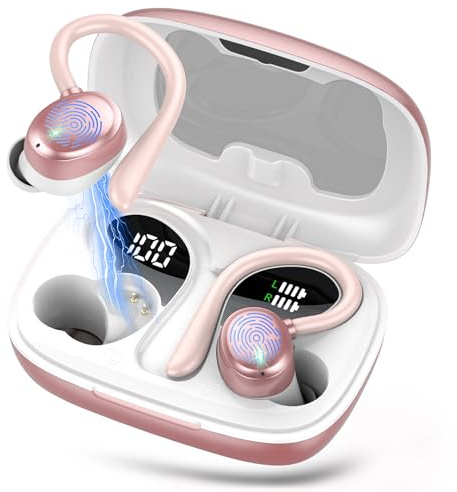 Auriculares Inalámbricos Bluetooth 5.3, Auriculares Deportivos con pantalla LED, 72 Horas de Reproducción, Cancelación de Ruido ENC de 40 dB, Auriculares Impermeables IPX7 para Entrenamiento/Running