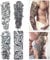 Extra Large Tatouage temporaire pour homme femmes, Konsait Bras Complet Faux Tatouages Tattoo noir Tatouage Autocollants tatouage ephemere homme, Lion, crane mort, rose (4 feuilles)