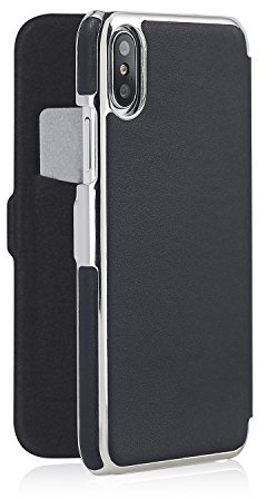 Pipetto iPhone X Slim Wallet Case Ultra Thin Premium Genuine Leather Cover with 1 Card Slot (Compatible with iPhone X), Navy