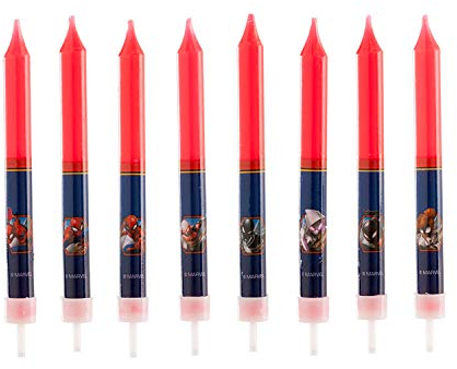 Dekora - Set von 3D Geburtstagskerzen von Spiderman für Kindertorten - 8 Kerzen Deko Geburtstagskerze