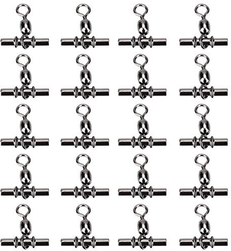 20 Stück Wirbel Angelringe Verbinder Angelschnur T-Form starr Cross-Line 5 Arten Angelzubehör (2/0#)