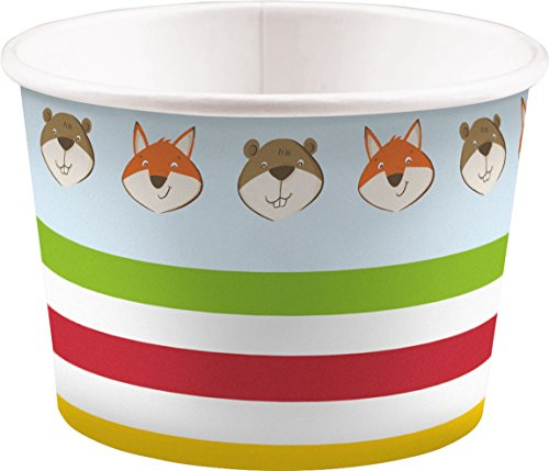 Amscan 9903058 - Eisschalen Fuchs und Biber 270 ml, Tiere, Pappbecher, Einwegbecher