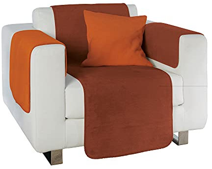 Erwin Müller Sesselschoner, Sesselauflage, Überwurf Matera 3-TLG. Zimt/Terra Größe 50x200 cm - weich, temparaturausgleichend, atmungsaktiv, mollige Wärme