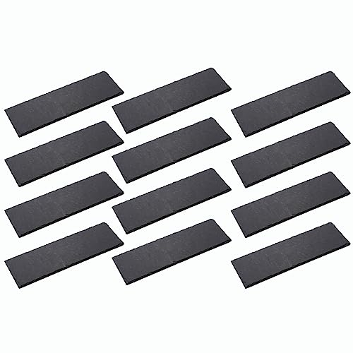 Novaliv 12x Schieferplatten I rechteckig I 30x10x0,4 cm I Sushi Deko Servierplatten lang Schieferplatten Untersetzer Tischplatz
