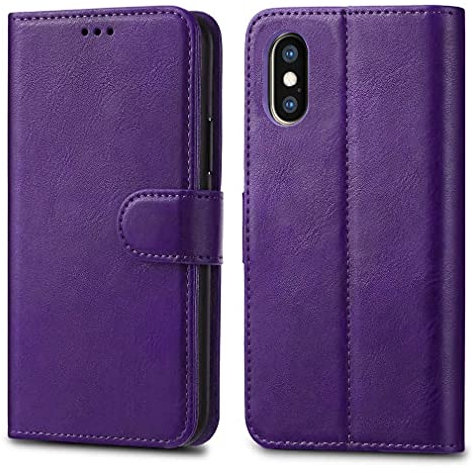 Apple iPhone XR 6.1 Cases - Premium Wallet Leather Flip Case Cover For iPhone XR 6.1 [Card Holder] [Magnetic Closure] (Purple)