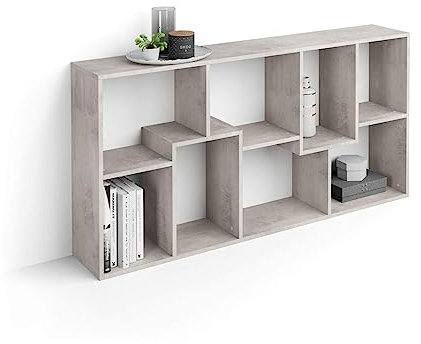 Mobili Fiver, Libreria bassa XS Iacopo (160,8 x 80 cm), Grigio Cemento, Libreria da Muro o Divisoria per Soggiorno, Ufficio, Made in Italy