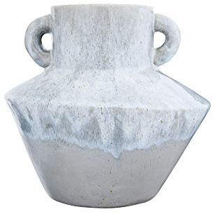 Bloomingville Round Stoneware with Reactive Glaze Finish and Vertical Handles, Light Grey Vase, Steinzeug, Hellgrau