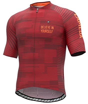 LAMEDA Radtrikot Fahrradtrikot Herren Kurzarm Funktionsshirt T Shirt Atmungsaktiv Schnell Trocknen Fahrradbekleidung Damen Kurz für Radsport Fitness Rot XXL