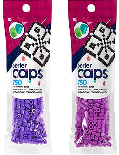 Perler Caps - Solid-Top Fuse Beads - 2 Pack Bundle - Purple and Plum