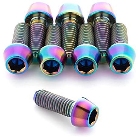 Terske Ultra-Strong and Light Oil Slick Titanium Water Bottle Cage Bolts: 8-Pack