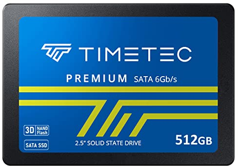 Timetec SSD 512Go 3D NAND TLC SATA III 6Gb/s 2,5 Pouces 7 mm(0,28) 200 ToW Vitesse de Lecture jusqu'à 550Mo/s SLC Cache Performance Boost Disque SSD Interne pour PC de Bureau et Ordinateur Portable