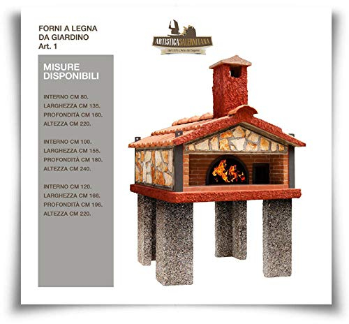 Forno a Legna Napoletano Pizza da Giardino per Esterno coibendato Professionale (Diametro Interno 120 cm, Articolo 1)