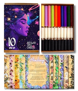 10 Bienenwachs-Zauberkerzen-Set für Anfänger mit 10 Zaubersprüchen