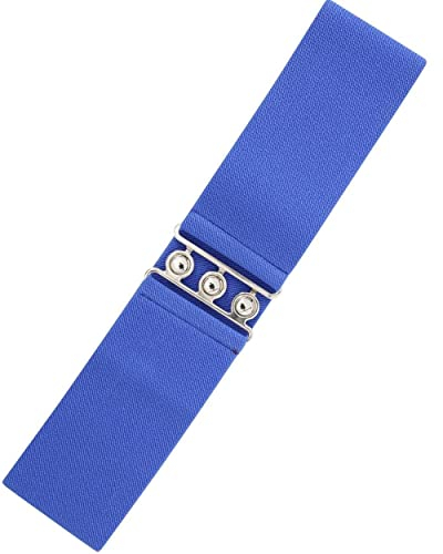 Ro Rox Retro Vintage-Stil Elastischer Weiter Gurt Gürtel - DE 34-54 (Königsblau, L)