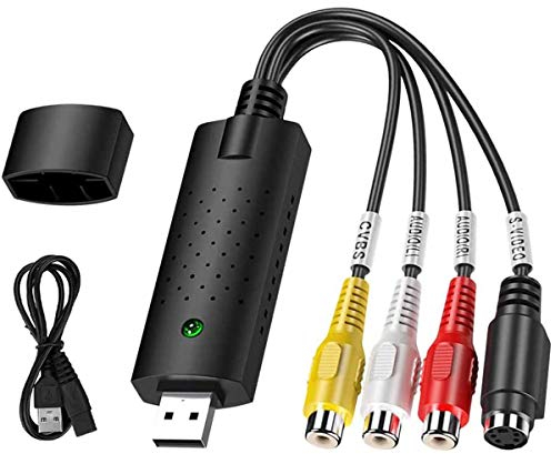 OQS Video Capture Audio Video USB 2.0, Convertidor VHS para Adquisición de vídeo Compatible para Win 10 8 7 XP Vista, VHS Capture Transfiere el Formato Hi8 VHS a DVD Digital
