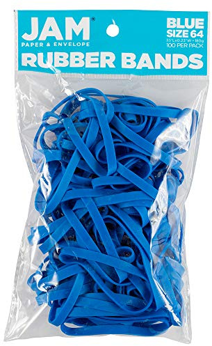 JAM PAPER Durable Rubber Bands - Size 64 - Blue Multi-Purpose Rubberbands - 100/Pack