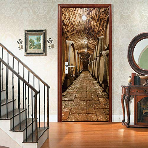 VIRANDA 3D Türaufkleber Selbstklebend Türtapete - Weinkeller - Moderne PVC Türfolie Poster Abnehmbar Wasserdichte Umweltschutz Tür Stickers,77x200cm