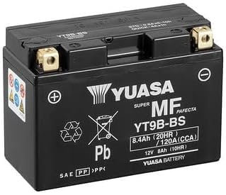 Batteria moto Yuasa YT9B-BS - Senza manutenzione - 12 V 8 Ah - Dimensioni: 150 x 70 x 105 mm compatibile con Yamaha T-MAX 500 2000