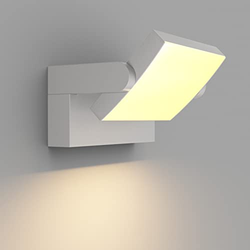 Klighten Applique LED Extérieur/Intérieur 24W Lampe Murale IP65 Imperméable avec Panneau Rotatif, Éclairage Mural pour Entrée Terrasse Escalier, 1500 Lumen, Gris Clair, Blanc chaud 3000K