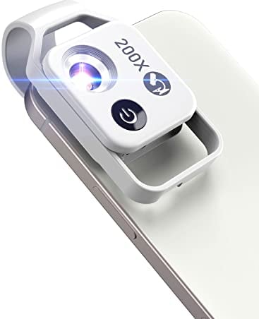 APEXEL 200X Mini-Mikroskop für Smartphone-Kamera, Taschenformat für Explore Micworld Mikroskop für iPhone 13 (weiß)