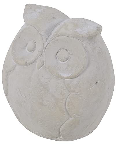 Dadeldo Home Eule Deko-Figur Zement 13x15cm Weiss-Washed Gartendeko Landhaus