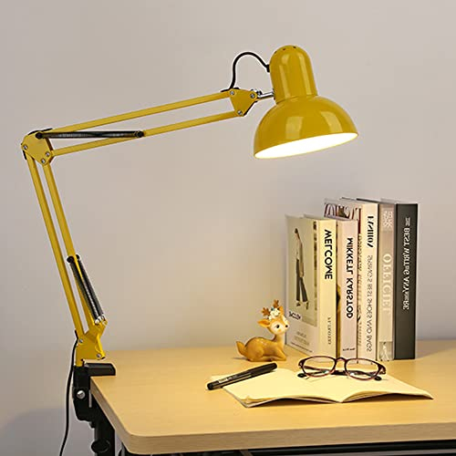Chao Zan LED Schreibtischlampe, energiesparende Schreibtischlampe, dimmbare neigbare Schreibtischlampe, E27 40W Glühbirnen separat erhältlich (Gelb)