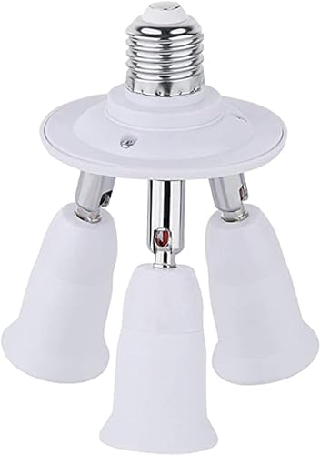 ISDI E27 3-in-1 Lampenfassung, Splitter-Adapter für LED-Lampen, große Fassung, 360° verstellbar, drei Sockelleuchten, 3-Wege-Verteiler, Mehrfachlampenfassung E27, Weiß für mehr Licht