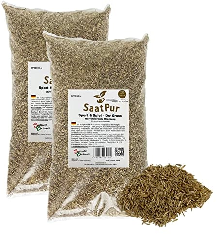 SaatPur® Rasensamen Sport und Spielrasen Dürreresistent 5kg für ca. 150 m², Mehrjährige Rasenmischung aus mehreren Rasenarten, meistens 4 bis 5, satt grün, strapazierfähig, Neusaat und Nachsaat