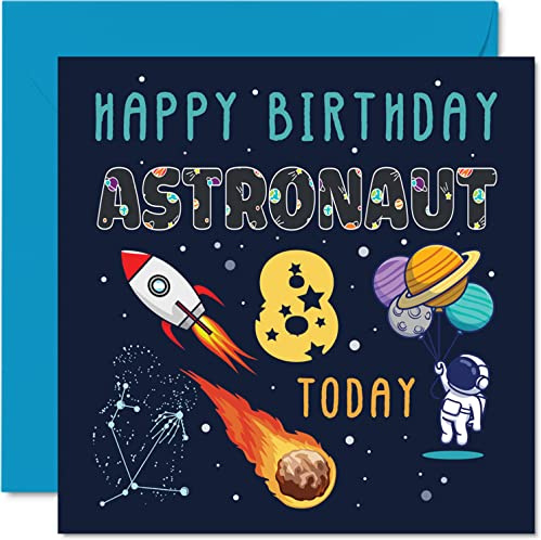 Stuff4 Geburtstagskarte zum 8. Geburtstag Jungen | Weltraum-Astronautenkosmos