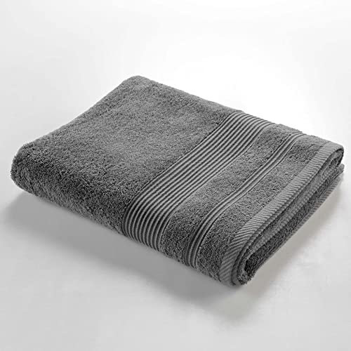 Douceur d'Intérieur, Drap de Bain (90 x 150 cm) Tendresse Anthracite, Eponge Unie