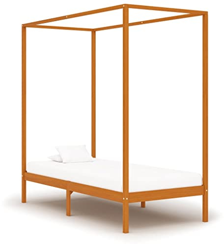 INLIFE Himmelbett-Gestell Honigbraun Massivholz Kiefer 100 x 200 cm