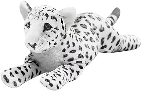 TRAVELKNOT Kuscheltier Leopard Weiß Großer Leopard Plüschtier Niedliches Stofftier Schneeleopard Plüschtier zum Sammeln & Kuscheln & Spielen Geschenk für Kinder Junge Geschenk 40cm