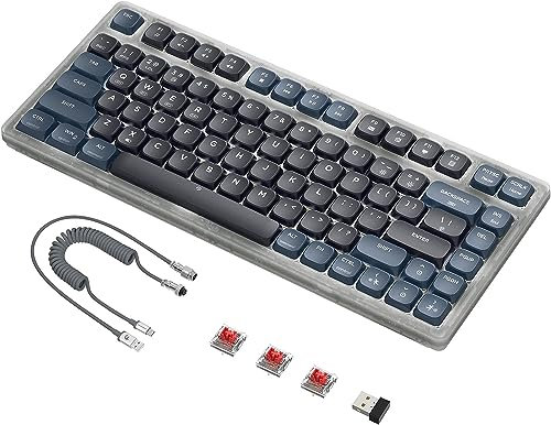 AJAZZ AK832 Mechanical Keyboard, 75% Low Profile Wireless Keyboard, Supports Bluetooth 5.1, 2.4G and Wired Connection, Ultra-thin Keyboard, Air75, G213, Compatible with Windows and Mac OS-Red Switch