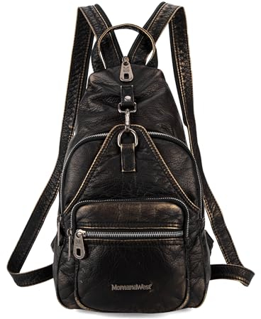 Montana West Rucksack Geldbörse für Frauen weiches gewaschenes Leder lässig Reise große Taschen, Bronze, standard, Sling Rucksäcke