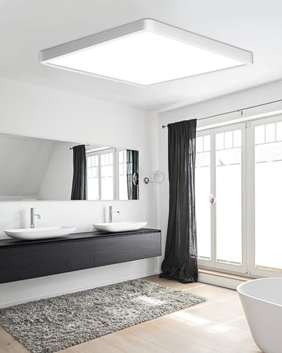 Trongle LED Bathroom Ceiling Light 18W, 5000k Indoor Ultra-Thin Flush Mount Ceiling Lights, Waterproof Design, Modern Square Flush Mounted Lighting Fixture for Bathroom, Bedroom, Living Room, Office