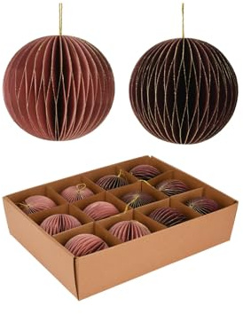 Rebecca Mobili Weihnachtsbaumschmuck, Kugelornamente, 12 Stück, 2, Papier, Weihnachtsdekoration, Geschenkidee - Durchmesser: Ø 8 cm - Art. RE6926